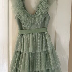 Elegant Green Ruffled Dress